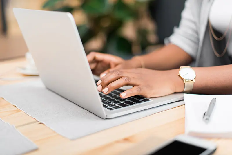 woman typing