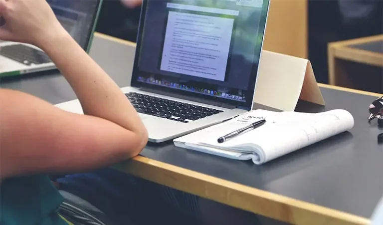 woman working at laptop